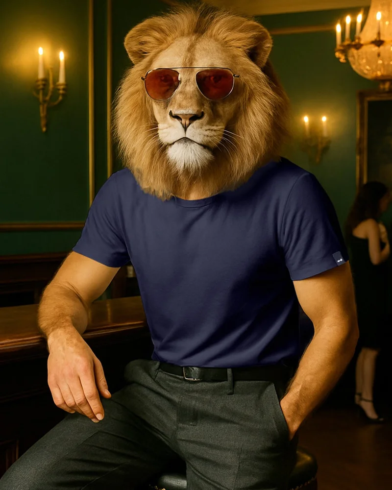 بيواكوف تيشيرت رجالي أزرق مطبوع